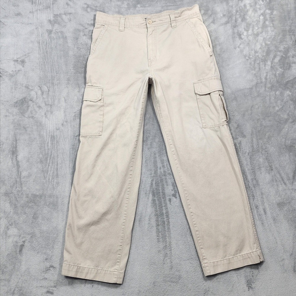 Vintage Basic Editions Pants Mens 36x32 Beige Cargo Regular Fit Cotton Casual